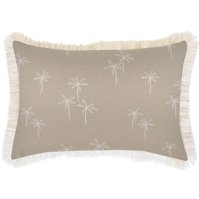 Cushion Cover-Coastal Fringe Natural-Palm Cove Beige-35cm x 50cm - John Cootes