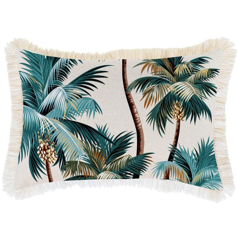 Cushion Cover-Coastal Fringe Natural-Palm Trees Natural-35cm x 50cm - John Cootes
