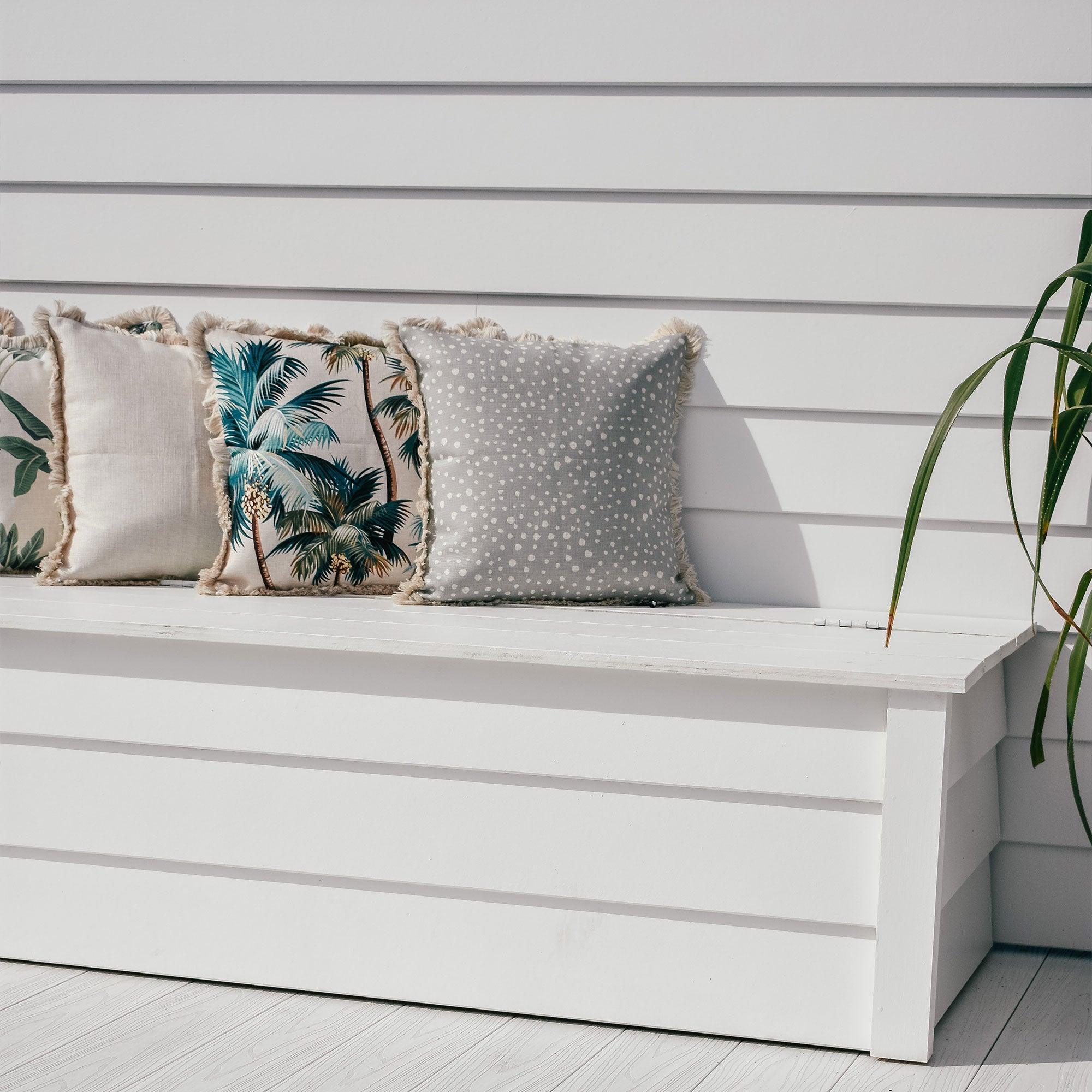 Cushion Cover-Coastal Fringe Natural-Palm Trees Natural-45cm x 45cm - John Cootes