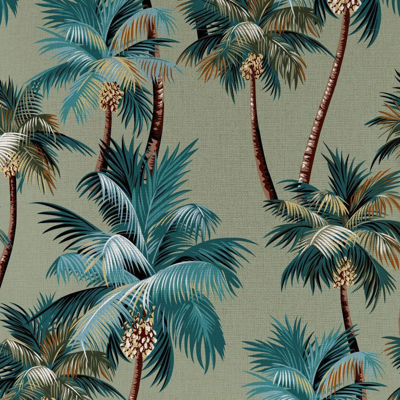 Cushion Cover-Coastal Fringe Natural-Palm Trees Sage-35cm x 50cm - John Cootes