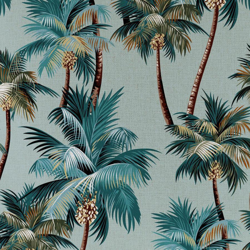 Cushion Cover-Coastal Fringe Natural-Palm Trees Seafoam-35cm x 50cm - John Cootes