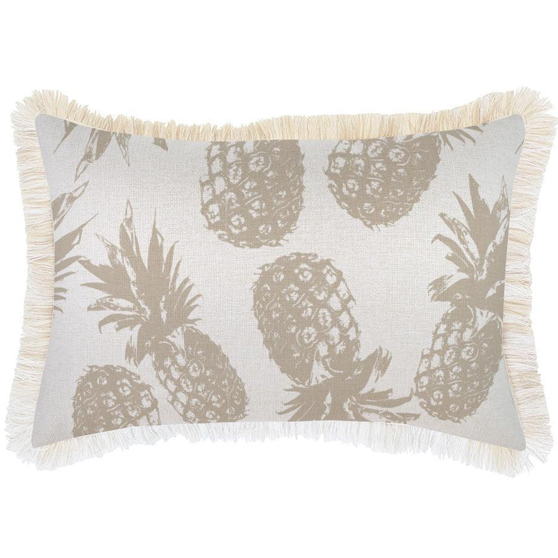 Cushion Cover-Coastal Fringe Natural-Pineapples Beige-35cm x 50cm - John Cootes