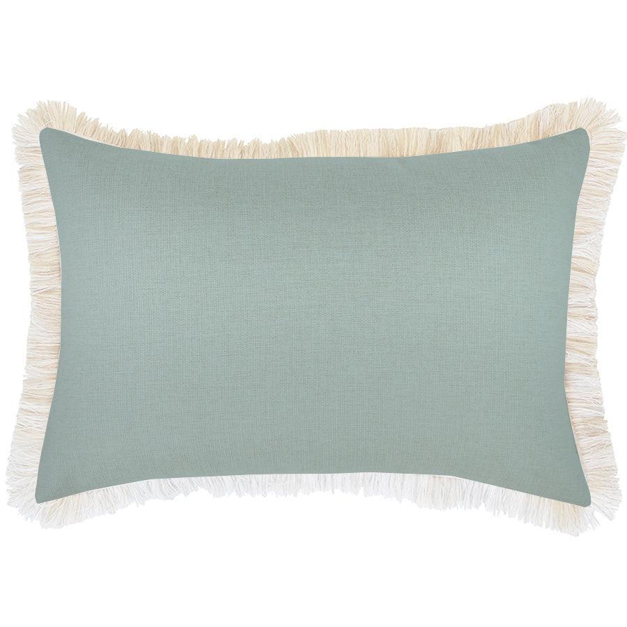 Cushion Cover-Coastal Fringe Natural-Seafoam-35cm x 50cm - John Cootes