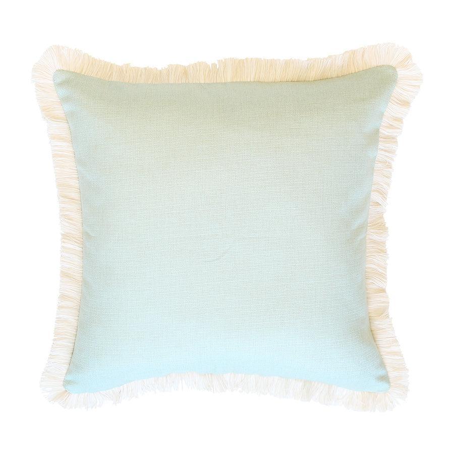 Cushion Cover-Coastal Fringe Natural-Seafoam-45cm x 45cm - John Cootes