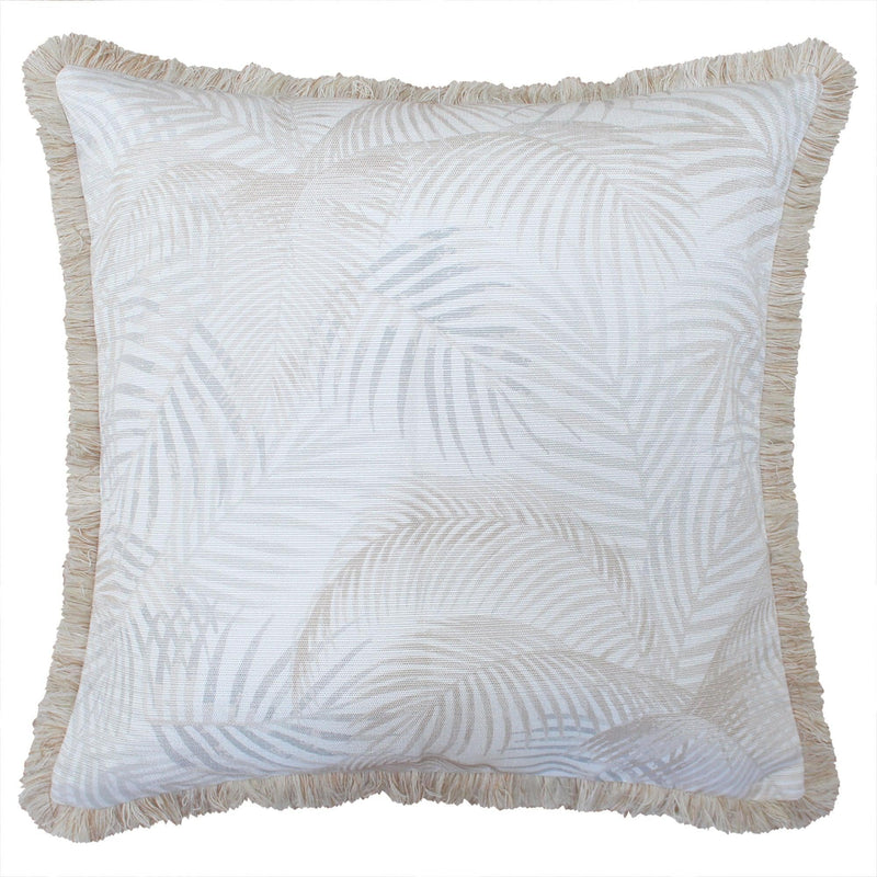 Cushion Cover-Coastal Fringe Natural-Seminyak Biscuit-60cm x 60cm - John Cootes