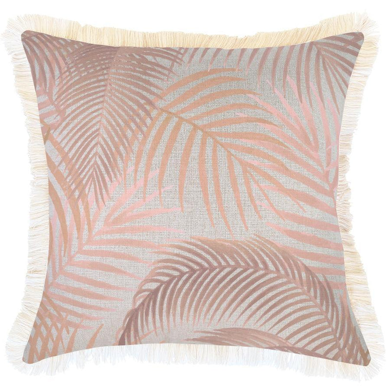 Cushion Cover-Coastal Fringe Natural-Seminyak Blush-45cm x 45cm - John Cootes