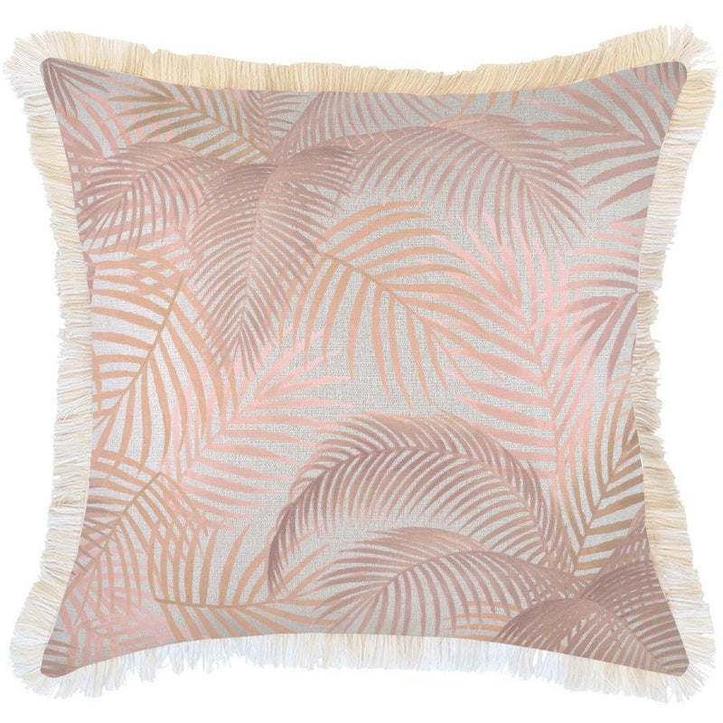 Cushion Cover-Coastal Fringe Natural-Seminyak Blush-60cm x 60cm - John Cootes