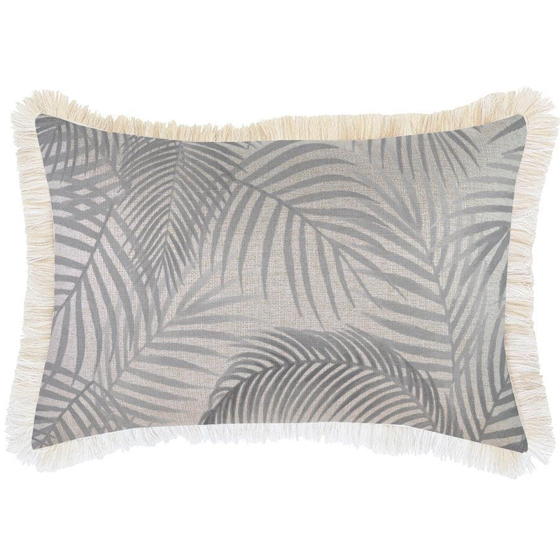 Cushion Cover-Coastal Fringe Natural-Seminyak Smoke-35cm x 50cm - John Cootes