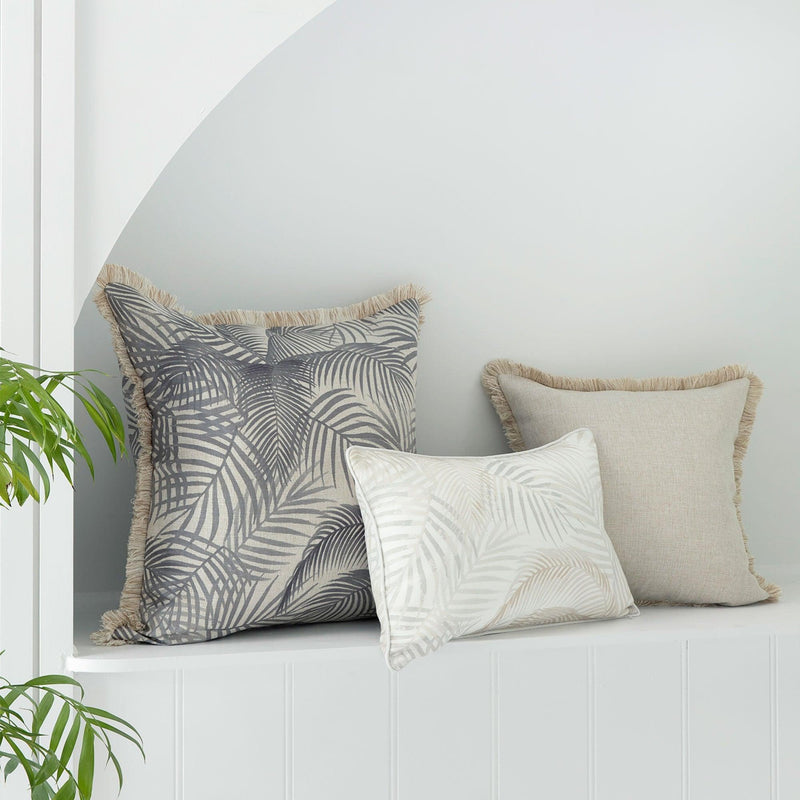 Cushion Cover-Coastal Fringe Natural-Solid Natural-45cm x 45cm - John Cootes