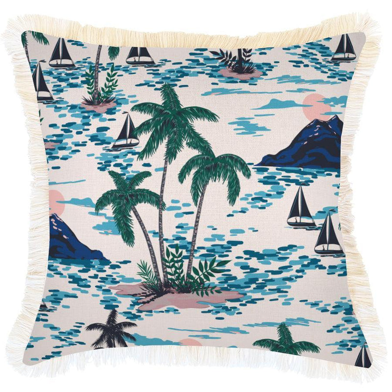 Cushion Cover-Coastal Fringe Natural-Vacation-45cm x 45cm - John Cootes