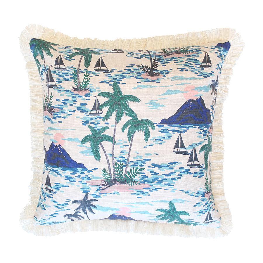 Cushion Cover-Coastal Fringe Natural-Vacation-60cm x 60cm - John Cootes