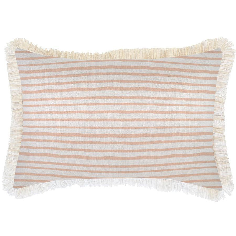 Cushion Cover-Coastal Fringe-Paint Stripes Blush-35cm x 50cm - John Cootes