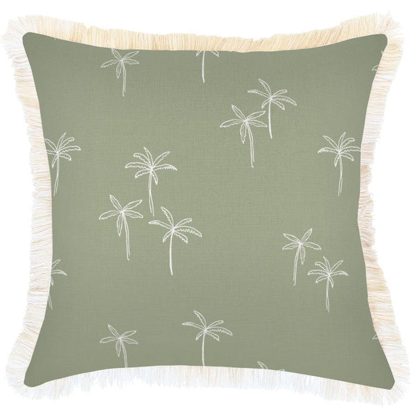 Cushion Cover-Coastal Fringe-Palm Cove Sage-45cm x 45cm - John Cootes