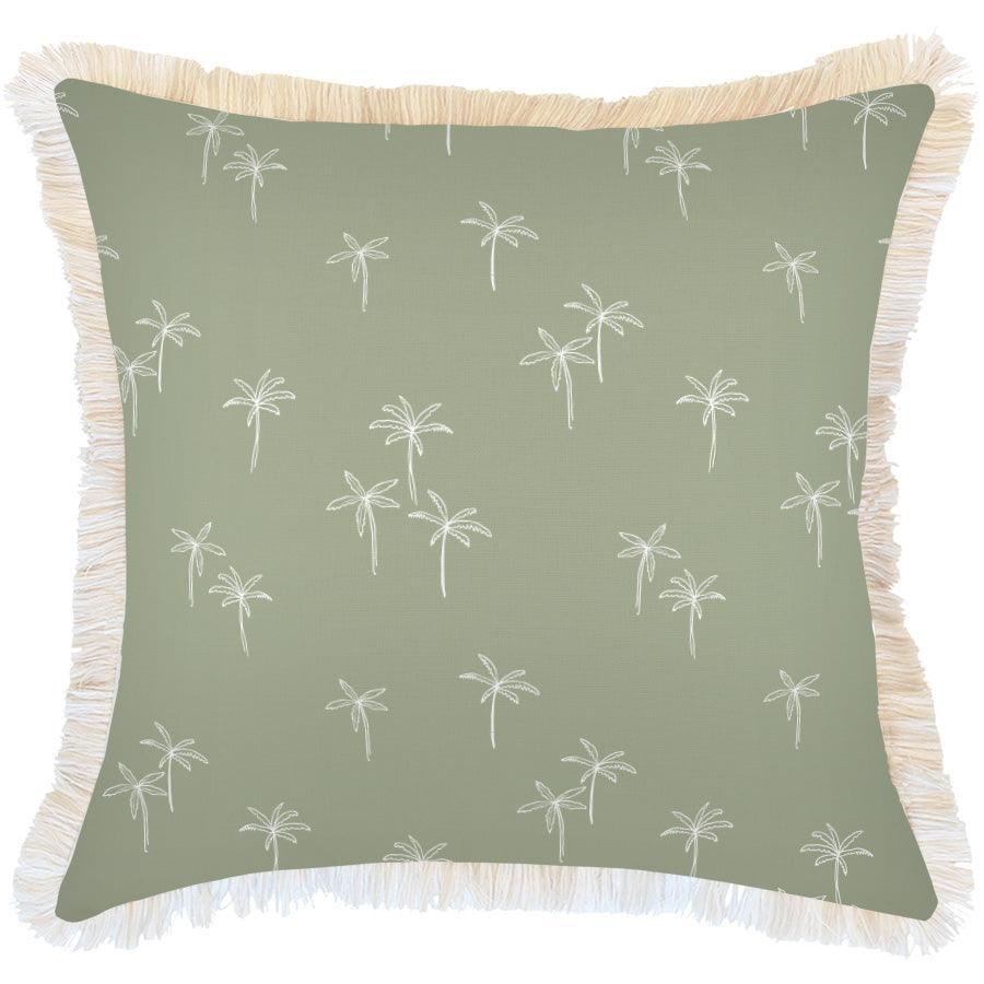 Cushion Cover-Coastal Fringe-Palm Cove Sage-60cm x 60cm - John Cootes