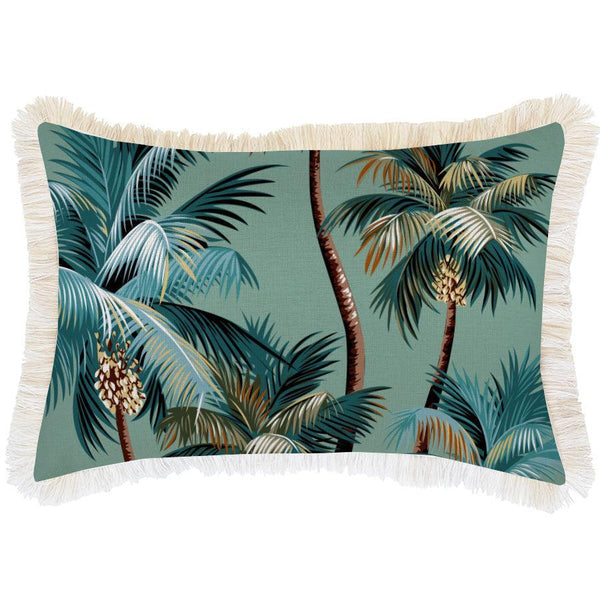 Cushion Cover-Coastal Fringe-Palm Trees Lagoon-35cm x 50cm - John Cootes