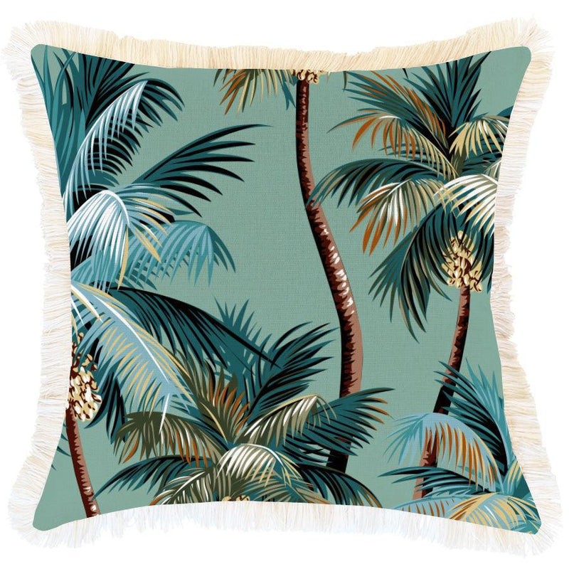 Cushion Cover-Coastal Fringe-Palm Trees Lagoon-45cm x 45cm - John Cootes