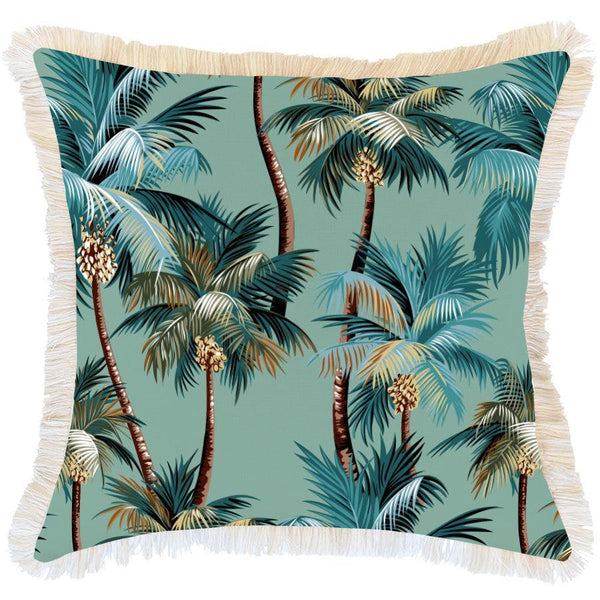 Cushion Cover-Coastal Fringe-Palm Trees Lagoon-60cm x 60cm - John Cootes