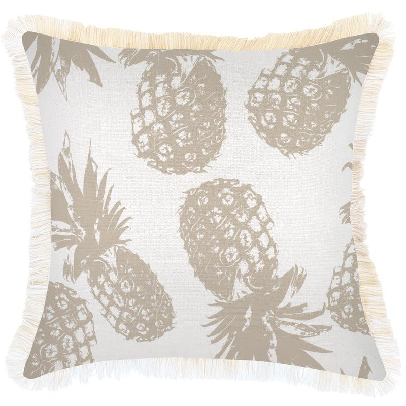 Cushion Cover-Coastal Fringe-Pineapples Beige-45cm x 45cm - John Cootes