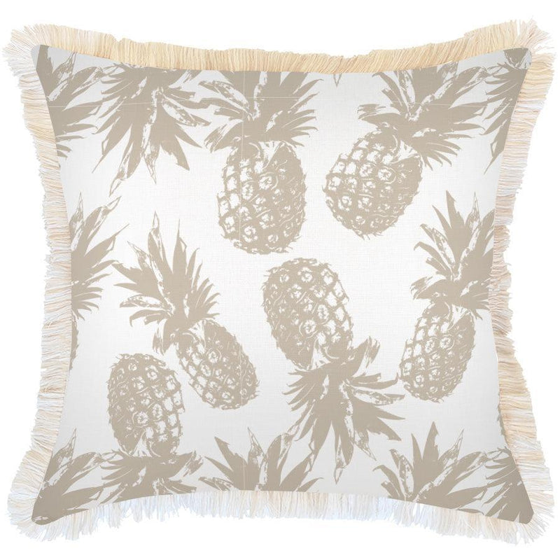 Cushion Cover-Coastal Fringe-Pineapples Beige-60cm x 60cm - John Cootes