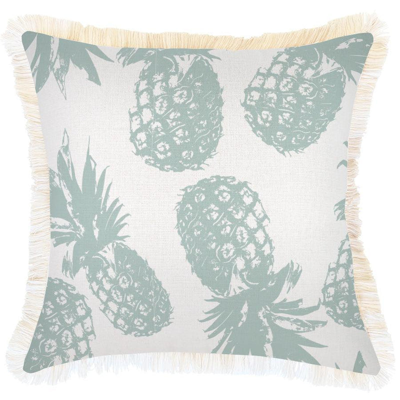 Cushion Cover-Coastal Fringe-Pineapples Seafoam-45cm x 45cm - John Cootes