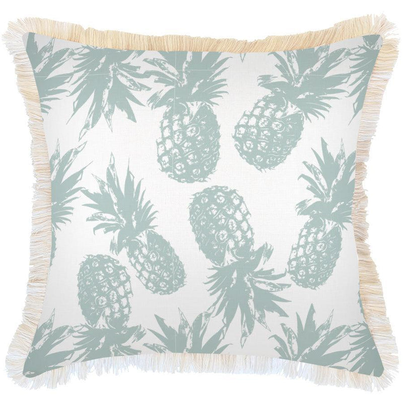 Cushion Cover-Coastal Fringe-Pineapples Seafoam-60cm x 60cm - John Cootes