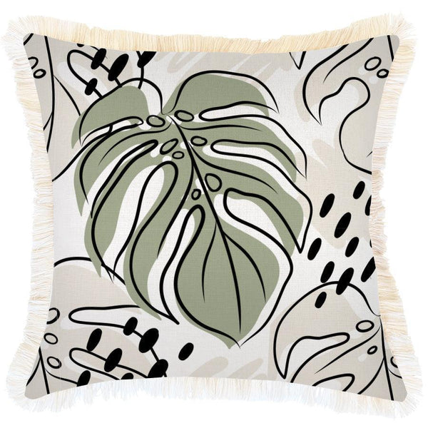 Cushion Cover-Coastal Fringe-Rainforest Sage-45cm x 45cm - John Cootes