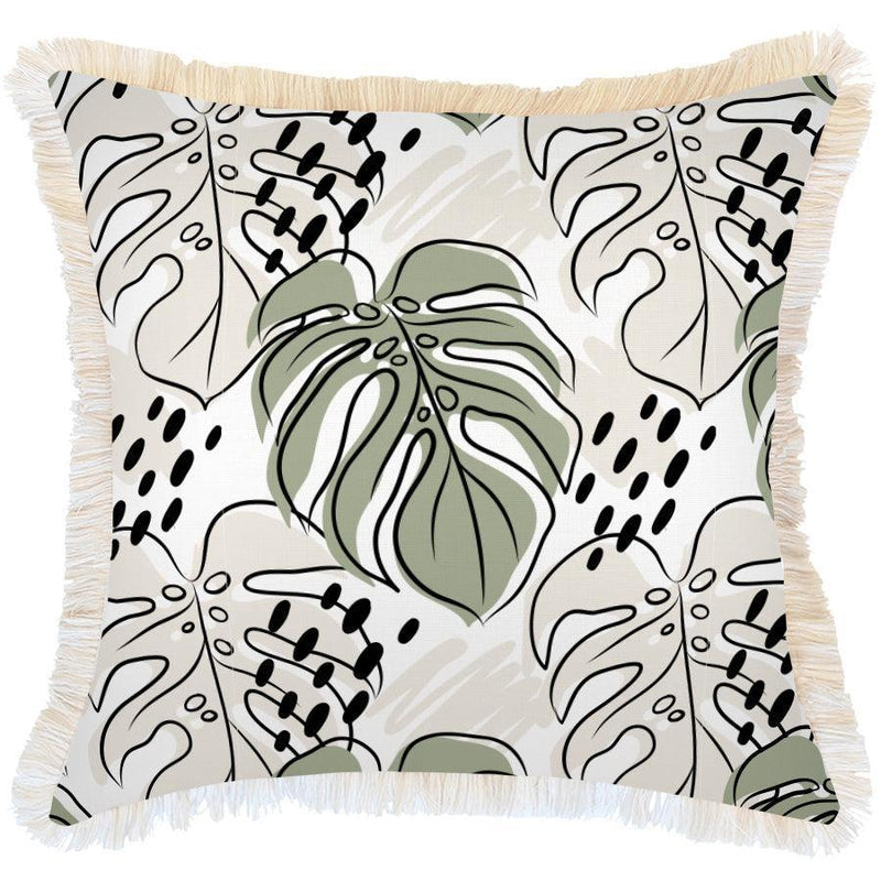 Cushion Cover-Coastal Fringe-Rainforest Sage-60cm x 60cm - John Cootes