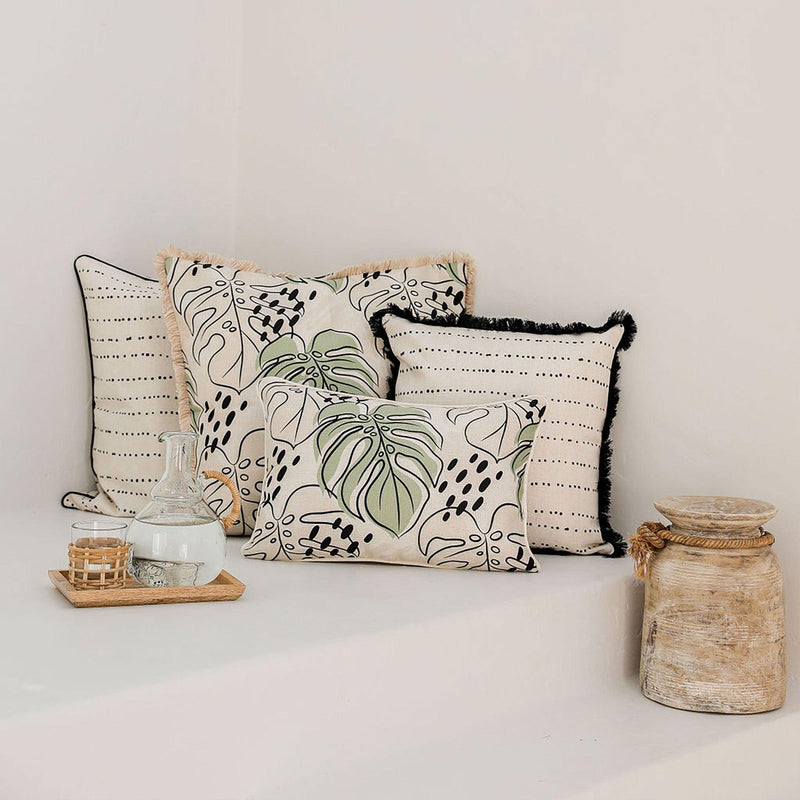 Cushion Cover-Coastal Fringe-Rainforest Sage-60cm x 60cm - John Cootes