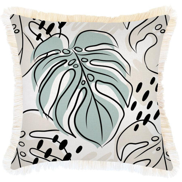 Cushion Cover-Coastal Fringe-Rainforest Seafoam-45cm x 45cm - John Cootes