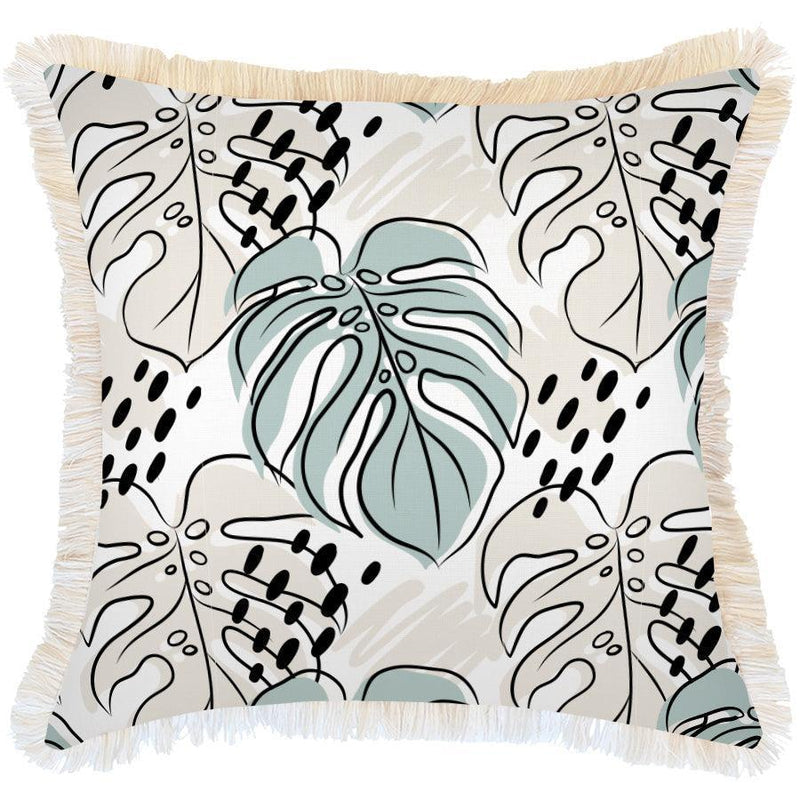 Cushion Cover-Coastal Fringe-Rainforest Seafoam-60cm x 60cm - John Cootes