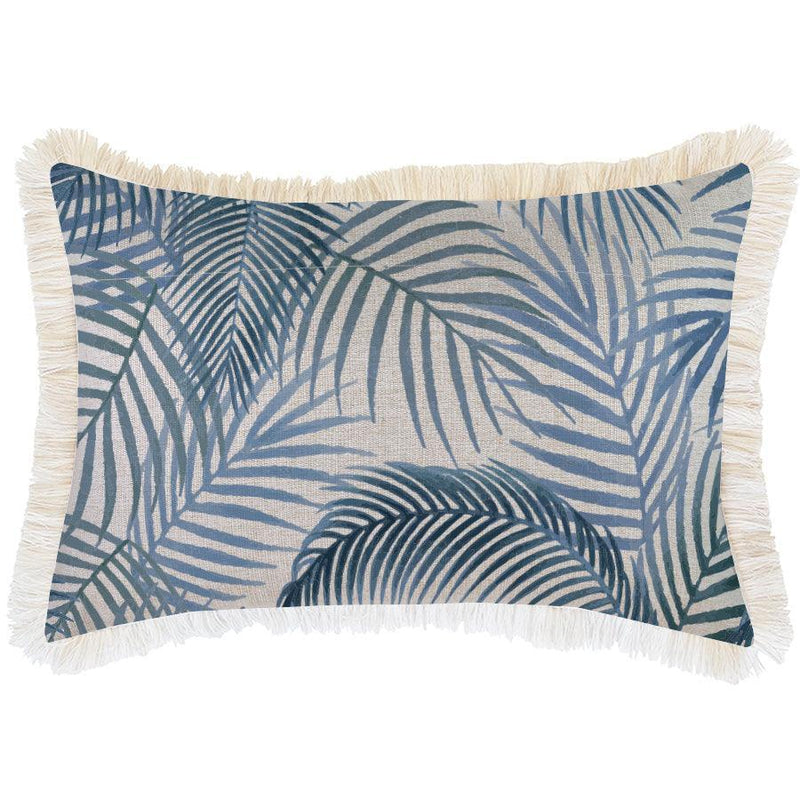 Cushion Cover-Coastal Fringe-Seminyak Blue-35cm x 50cm - John Cootes