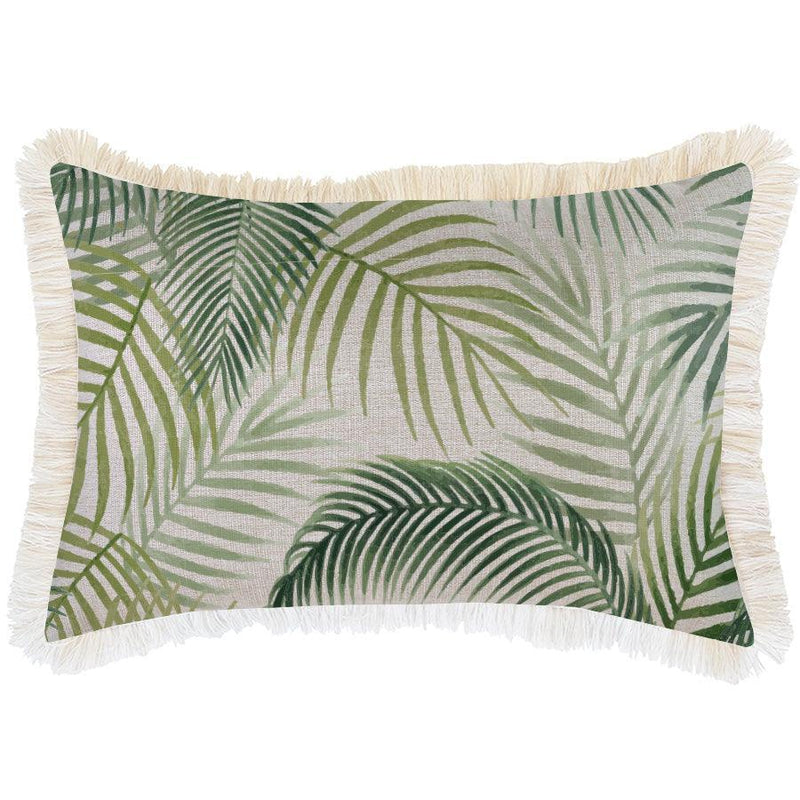 Cushion Cover-Coastal Fringe-Seminyak Green-35cm x 50cm - John Cootes
