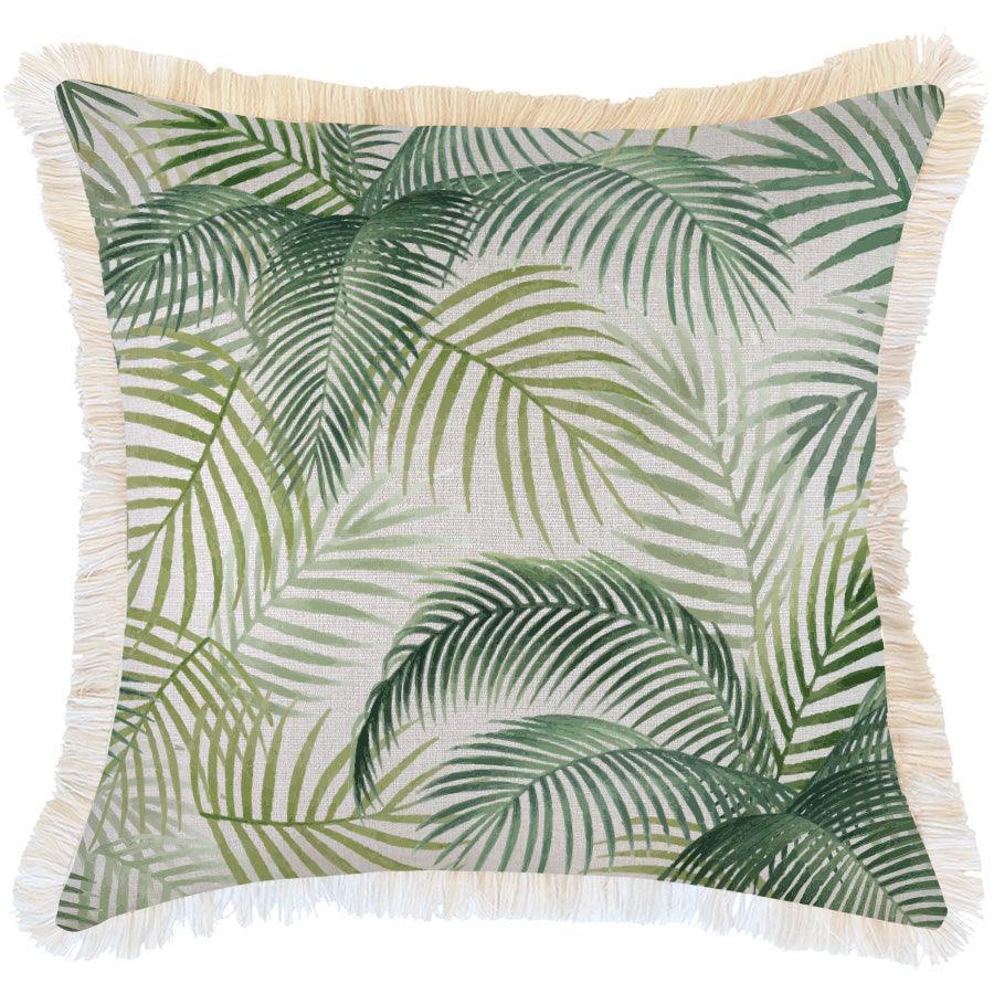 Cushion Cover-Coastal Fringe-Seminyak Green-60cm x 60cm - John Cootes