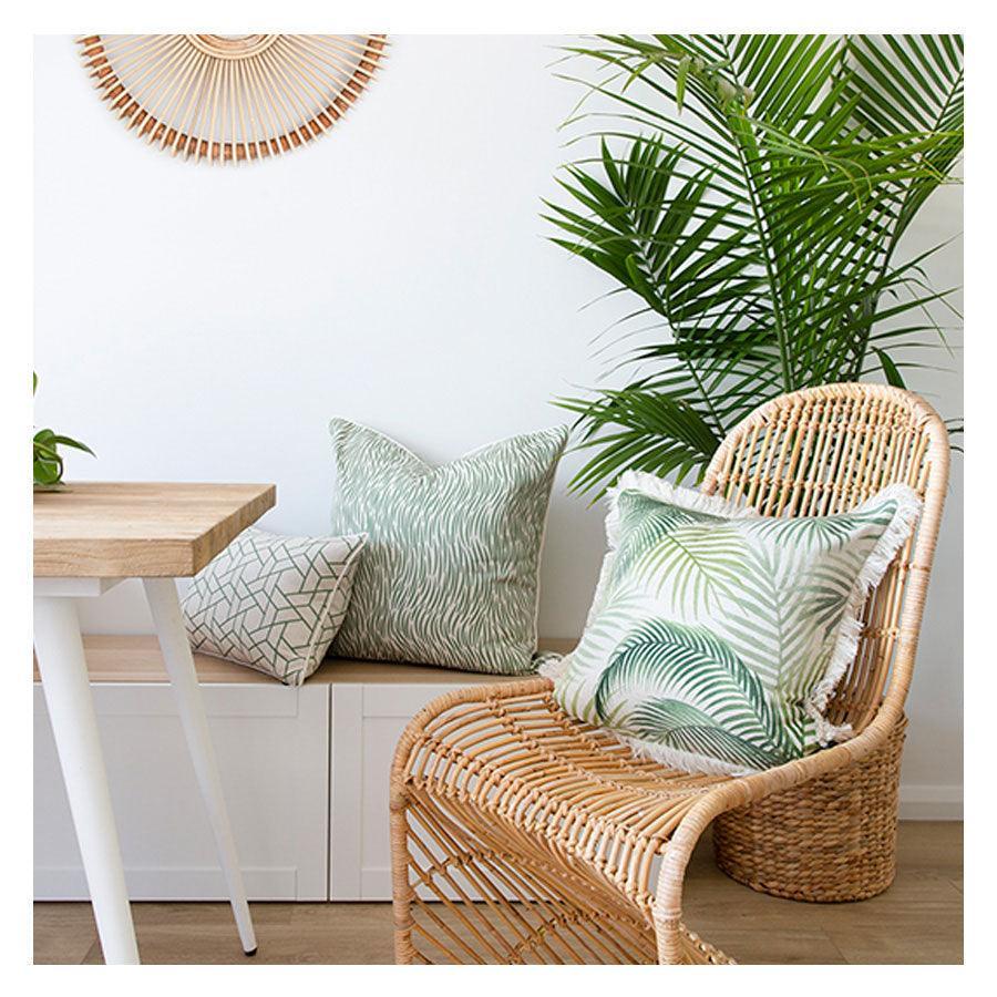 Cushion Cover-Coastal Fringe-Seminyak Green-60cm x 60cm - John Cootes