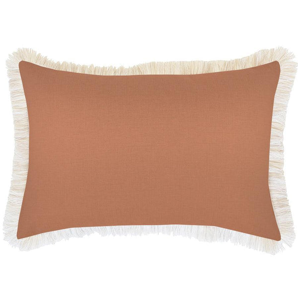 Cushion Cover-Coastal Fringe-Solid-Clay-35cm x 50cm - John Cootes