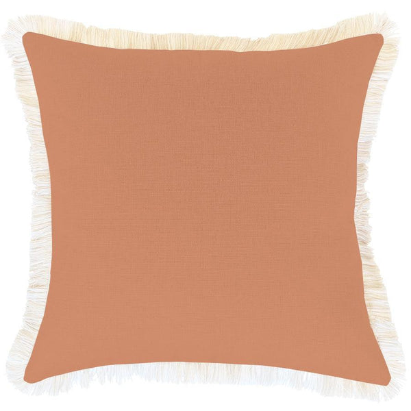 Cushion Cover-Coastal Fringe-Solid-Clay-45cm x 45cm - John Cootes