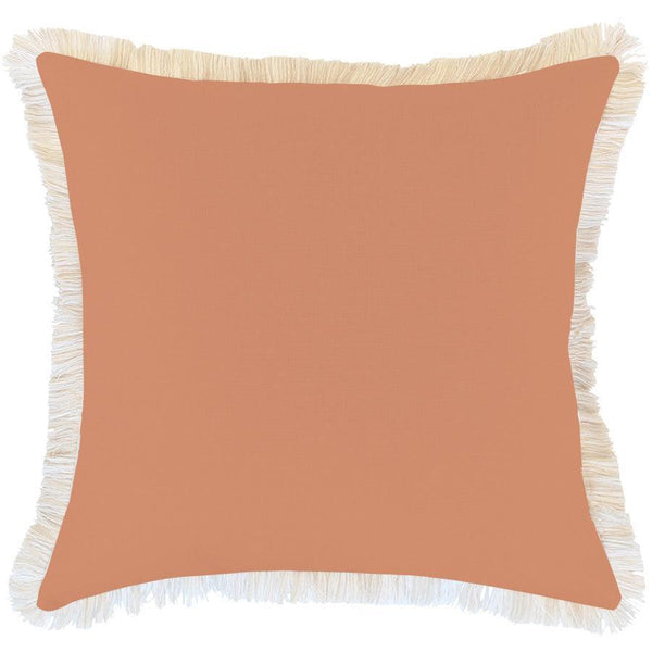 Cushion Cover-Coastal Fringe-Solid-Clay-60cm x 60cm - John Cootes