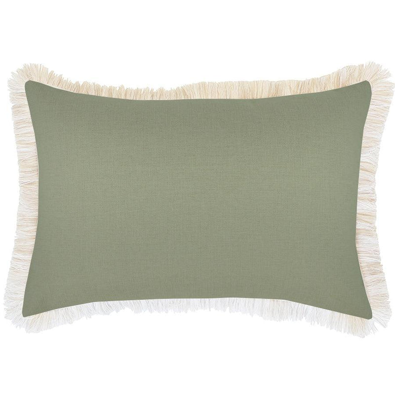 Cushion Cover-Coastal Fringe-Solid-Sage-35cm x 50cm - John Cootes