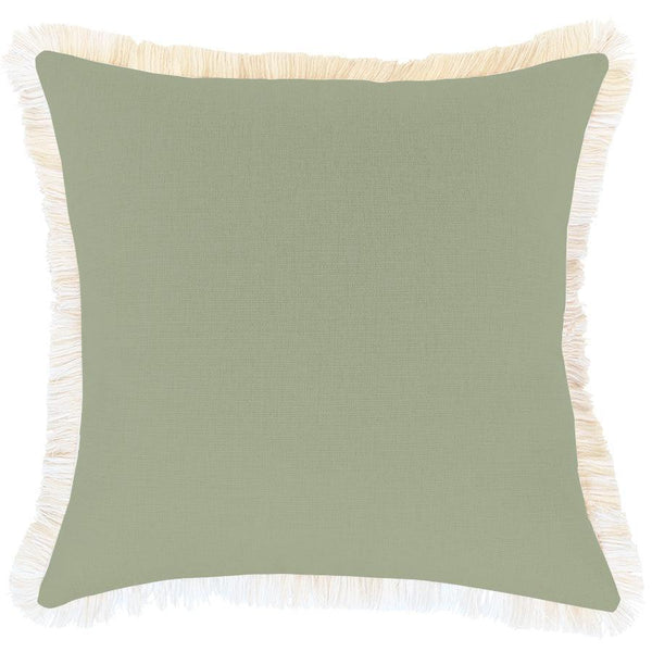 Cushion Cover-Coastal Fringe-Solid-Sage-45cm x 45cm - John Cootes