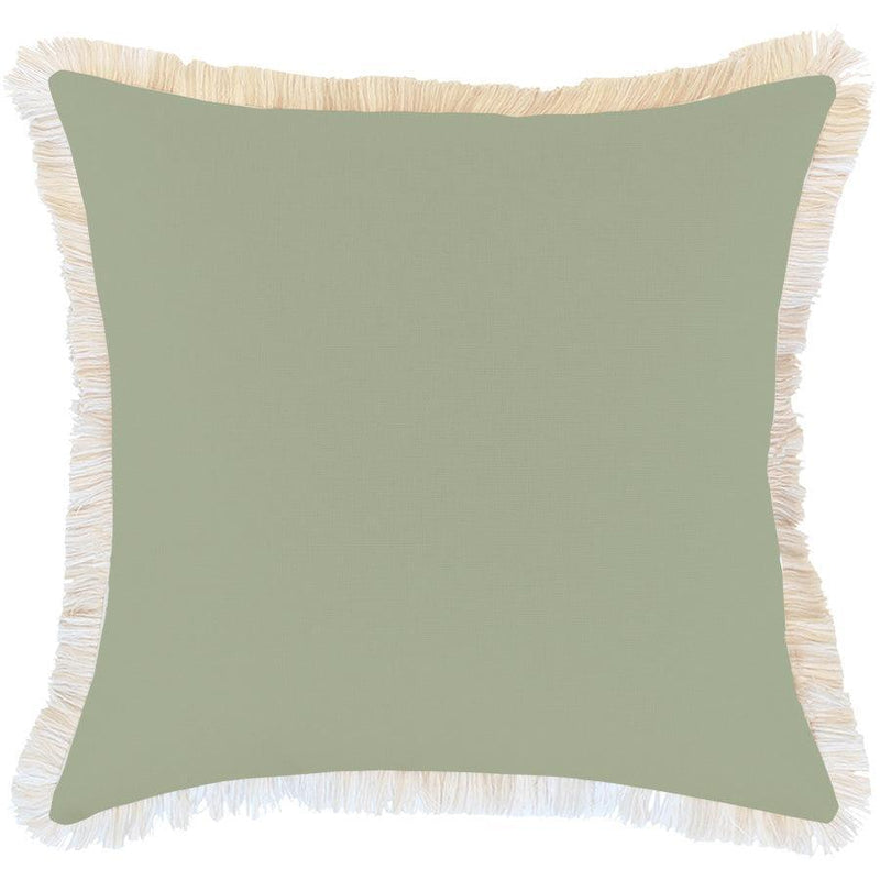 Cushion Cover-Coastal Fringe-Solid-Sage-60cm x 60cm - John Cootes