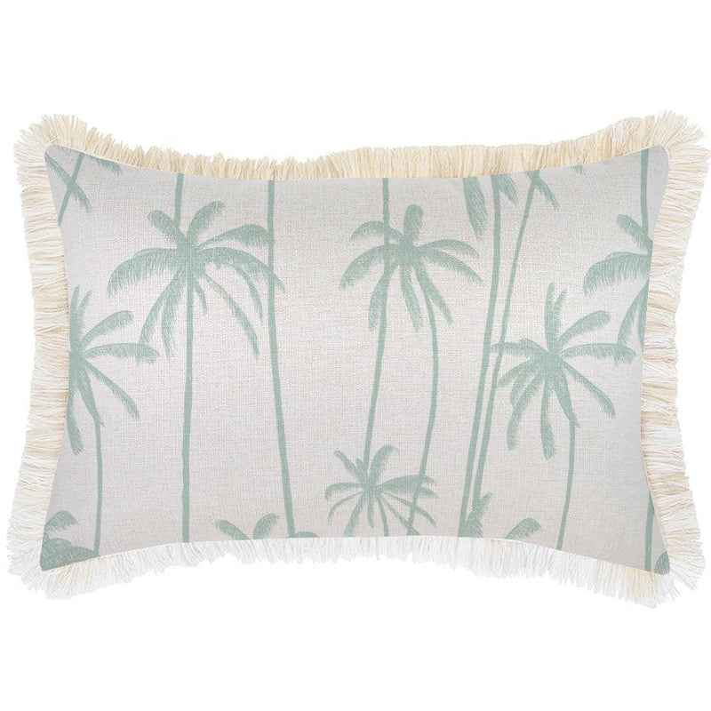 Cushion Cover-Coastal Fringe-Tall-Palms-Mint-35cm x 50cm - John Cootes