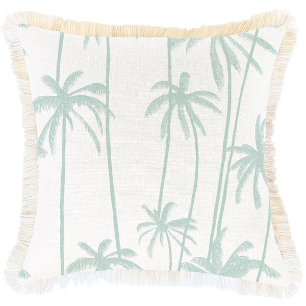 Cushion Cover-Coastal Fringe-Tall-Palms-Mint-45cm x 45cm - John Cootes