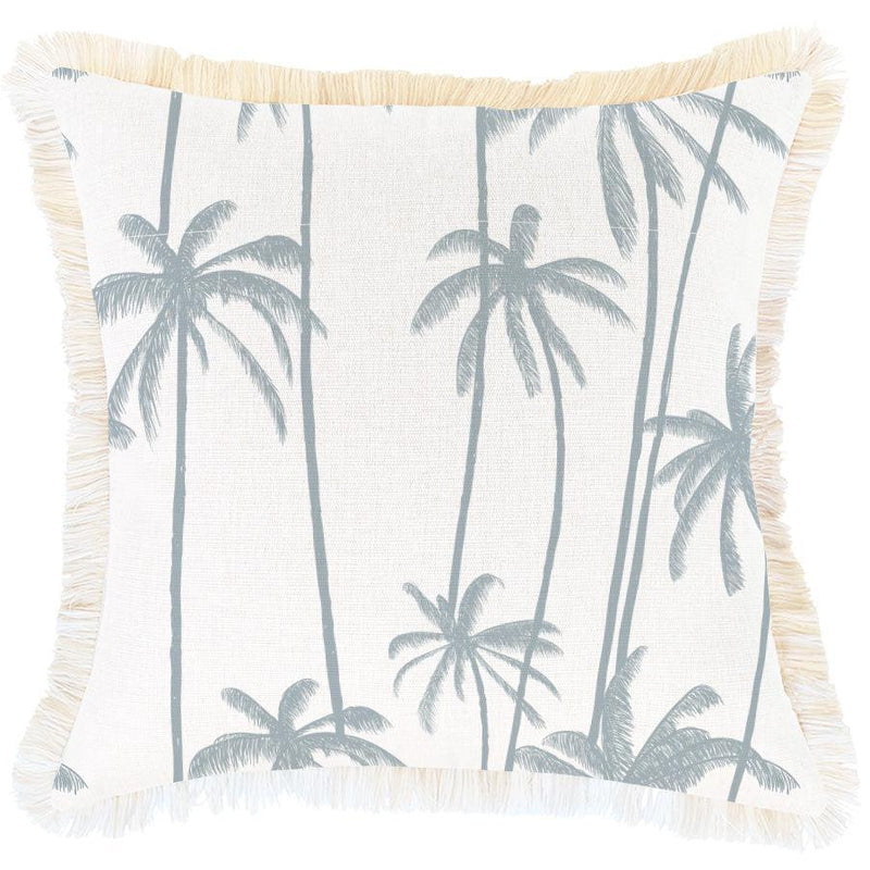 Cushion Cover-Coastal Fringe-Tall-Palms-Smoke-45cm x 45cm - John Cootes