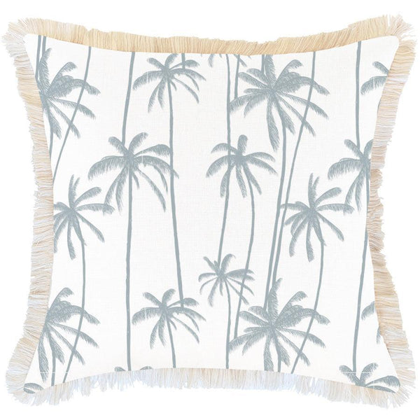 Cushion Cover-Coastal Fringe-Tall-Palms-Smoke-60cm x 60cm - John Cootes