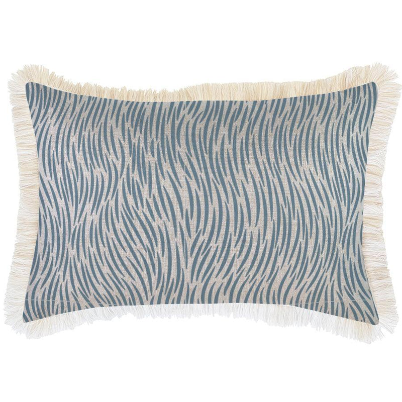 Cushion Cover-Coastal Fringe-Wild Blue-35cm x 50cm - John Cootes