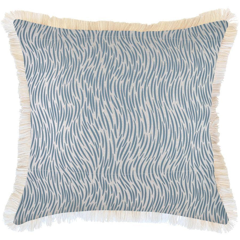 Cushion Cover-Coastal Fringe-Wild Blue-60cm x 60cm - John Cootes