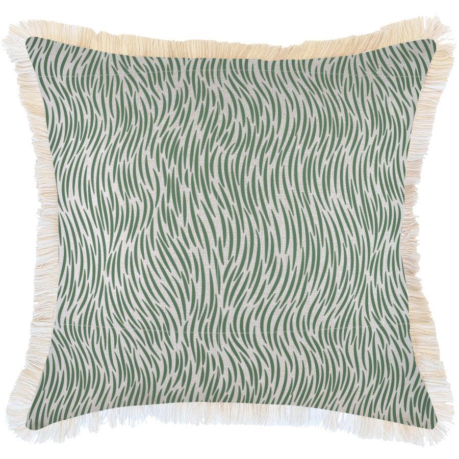 Cushion Cover-Coastal Fringe-Wild Green-60cm x 60cm - John Cootes