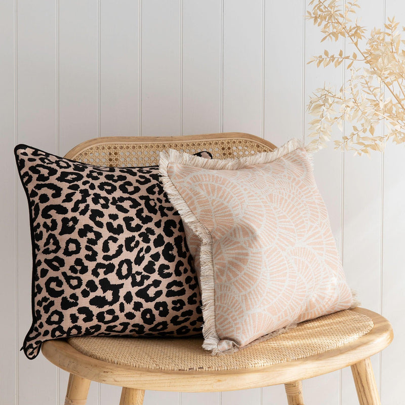 Cushion Cover-With Black Piping-Jungle Peach-45cm x 45cm - John Cootes