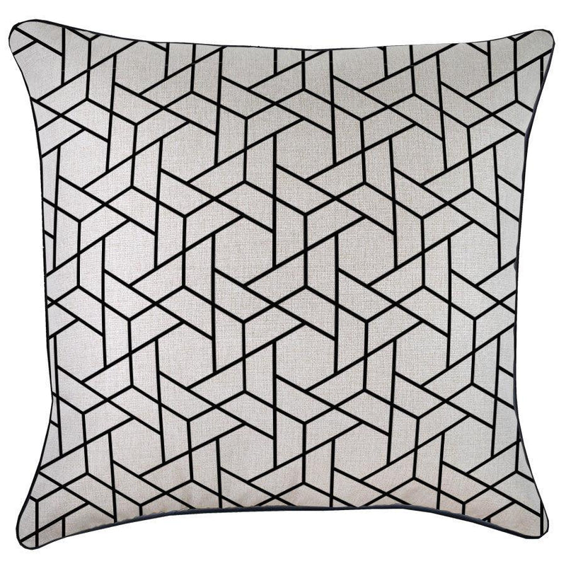 Cushion Cover-With Black Piping-Milan Black-60cm x 60cm - John Cootes