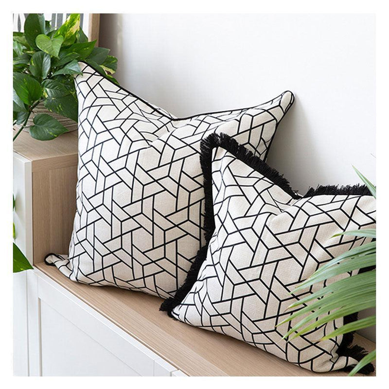 Cushion Cover-With Black Piping-Milan Black-60cm x 60cm - John Cootes